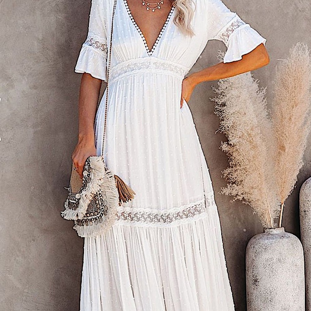White Lace Maxi Dress - Picture 13 of 14